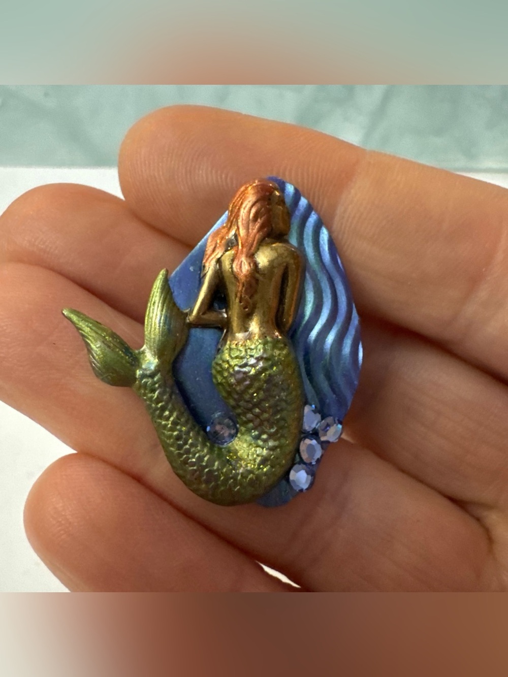 Handcrafted Mermaid Pendant in Green and Blue